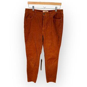 Free People High Rise Raw Hem Corduroy Pants in Rust Orange Womens 31x28